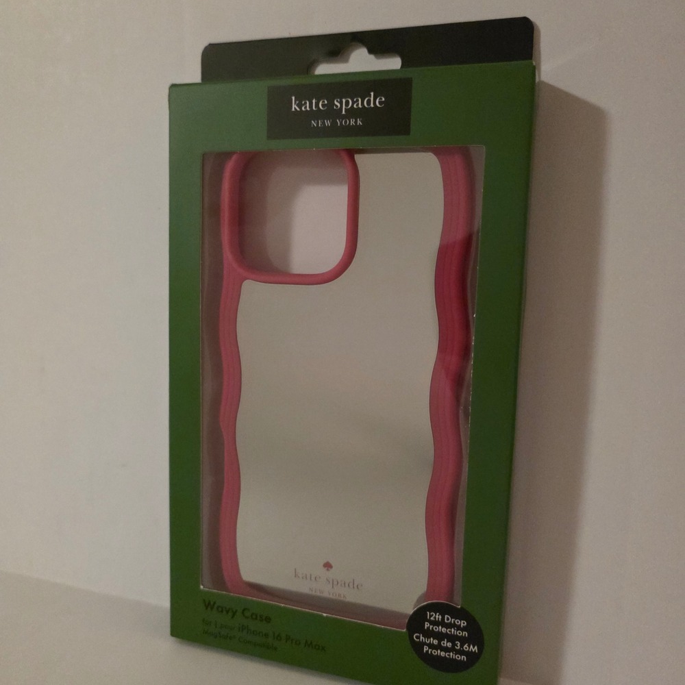 NEW Kate Spade iPhone 16 Pro Max Wavy Case Pink Mirror MagSafe Protective Cover
